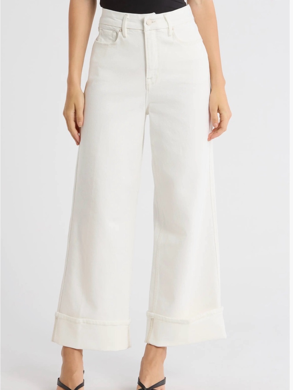 Good American White High-Rise Wide Leg Jeans